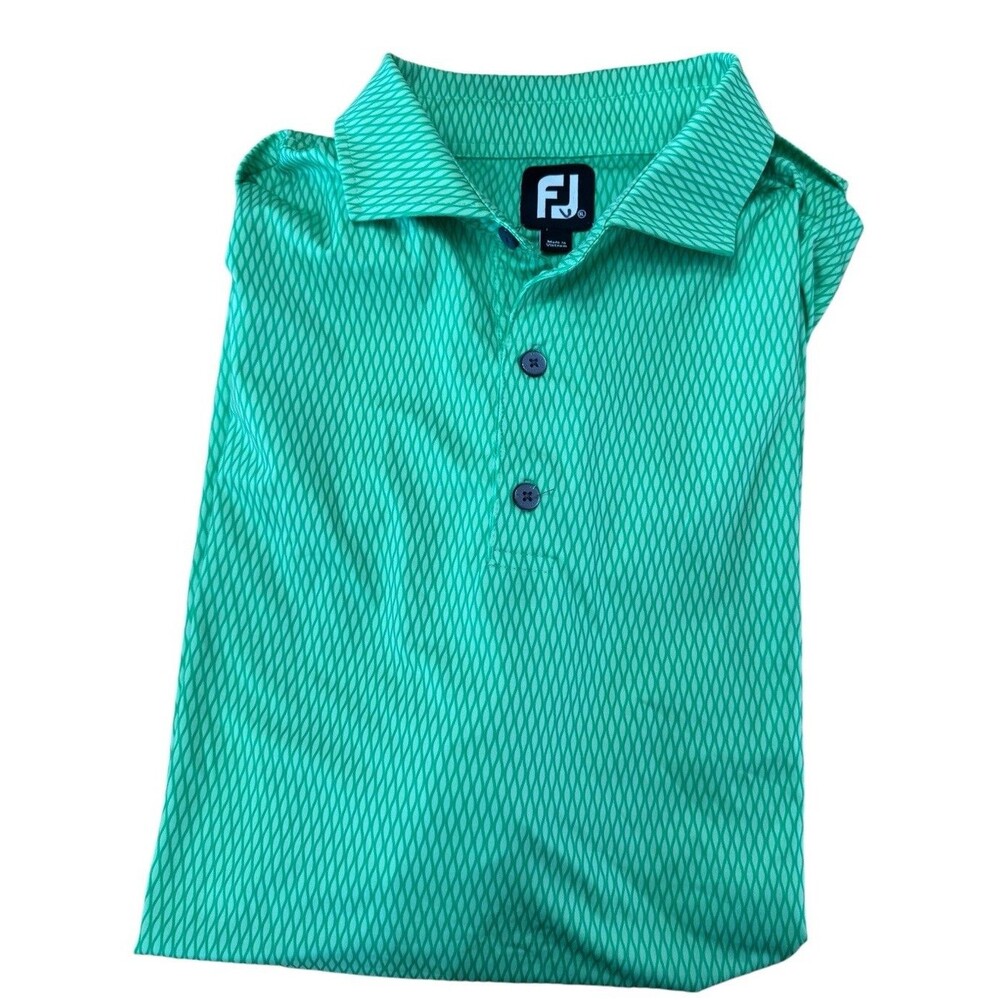 FootJoy Polo Shirt Mens‎ Adult XLarge Green Print Casual Lightweight Golf Rugby